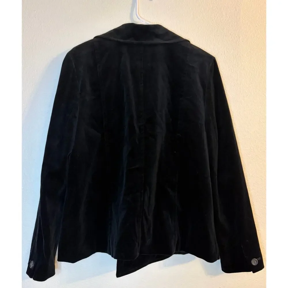 Casual Corner Black Velvet Blazer Jacket Double Breasted Size 14 - Picture 3 of 3